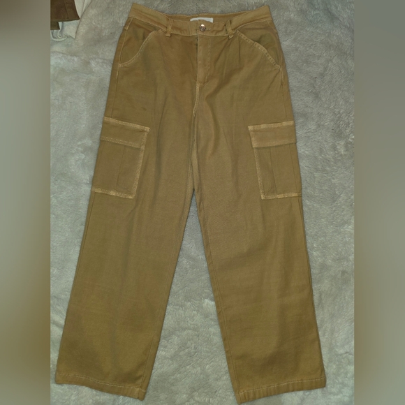 TRIBAL JEANS Brooke Wide-Leg Cargo Pants Caramel‎ Size 12 - Picture 2 of 9